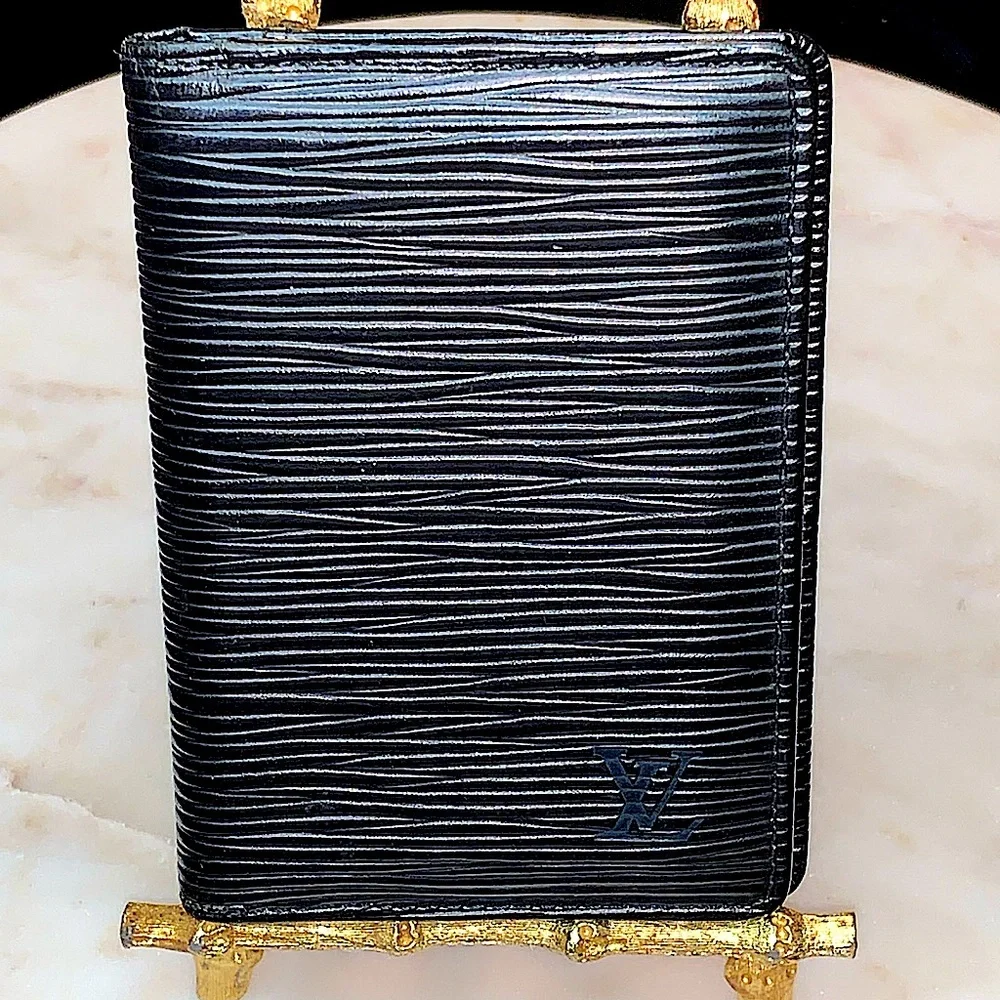 LOUIS VUITTON POCHETTE BLACK EPI LEATHER VINTAGE CARDHOLDER WALLET FRANCE